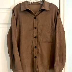 Faux Suede Shacket/Oversized Button Down sz Medium